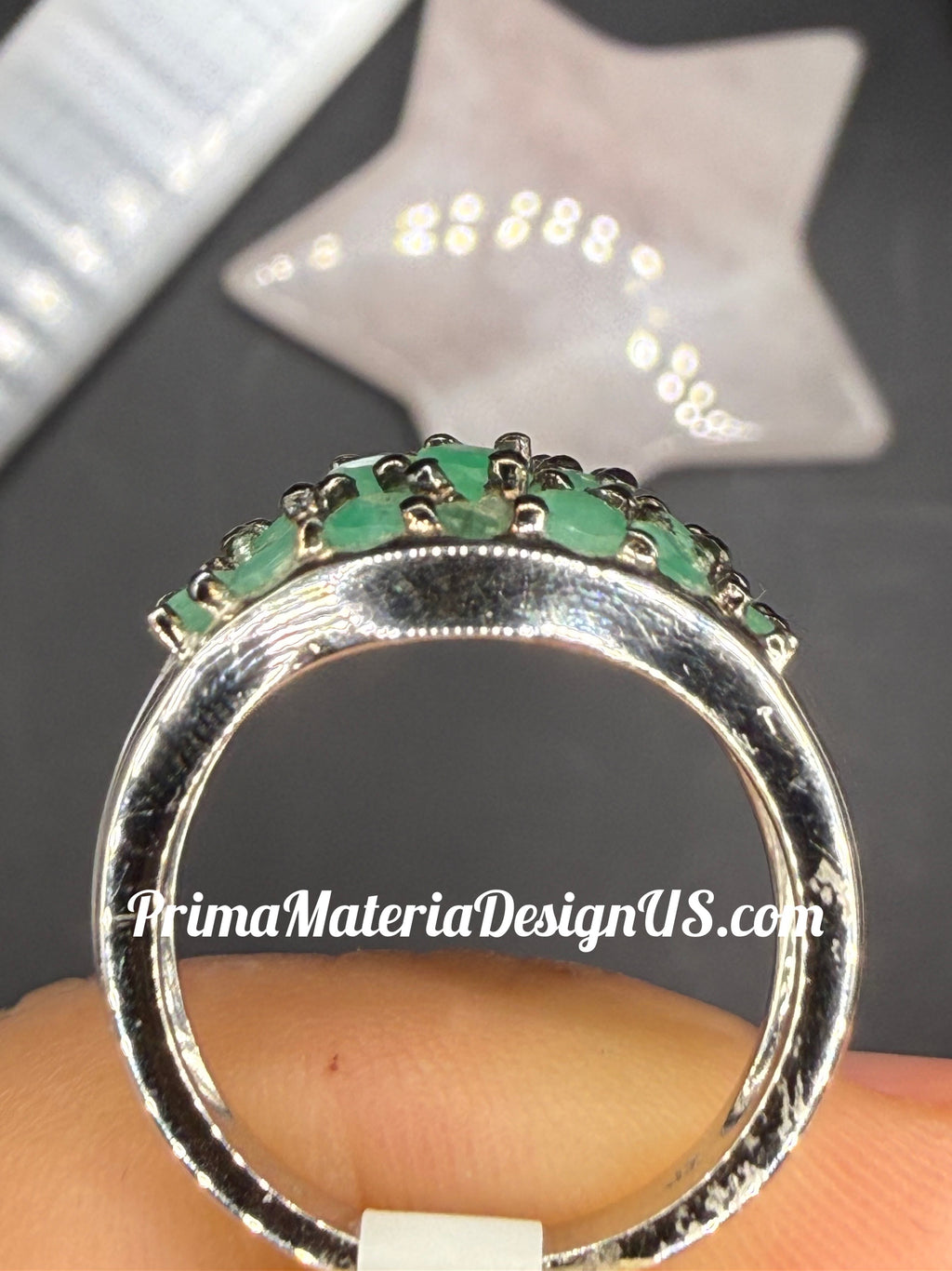 NEW - 2.23 Carat twt Natural Emerald Unisex Solid Silver Cluster Ring  - Local Jeweler Made - Size 7