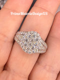 NEW - 1.9 Carat twt Wide Moissanite Clusters Sterling Silver Unisex Ring - Size 9 and 10