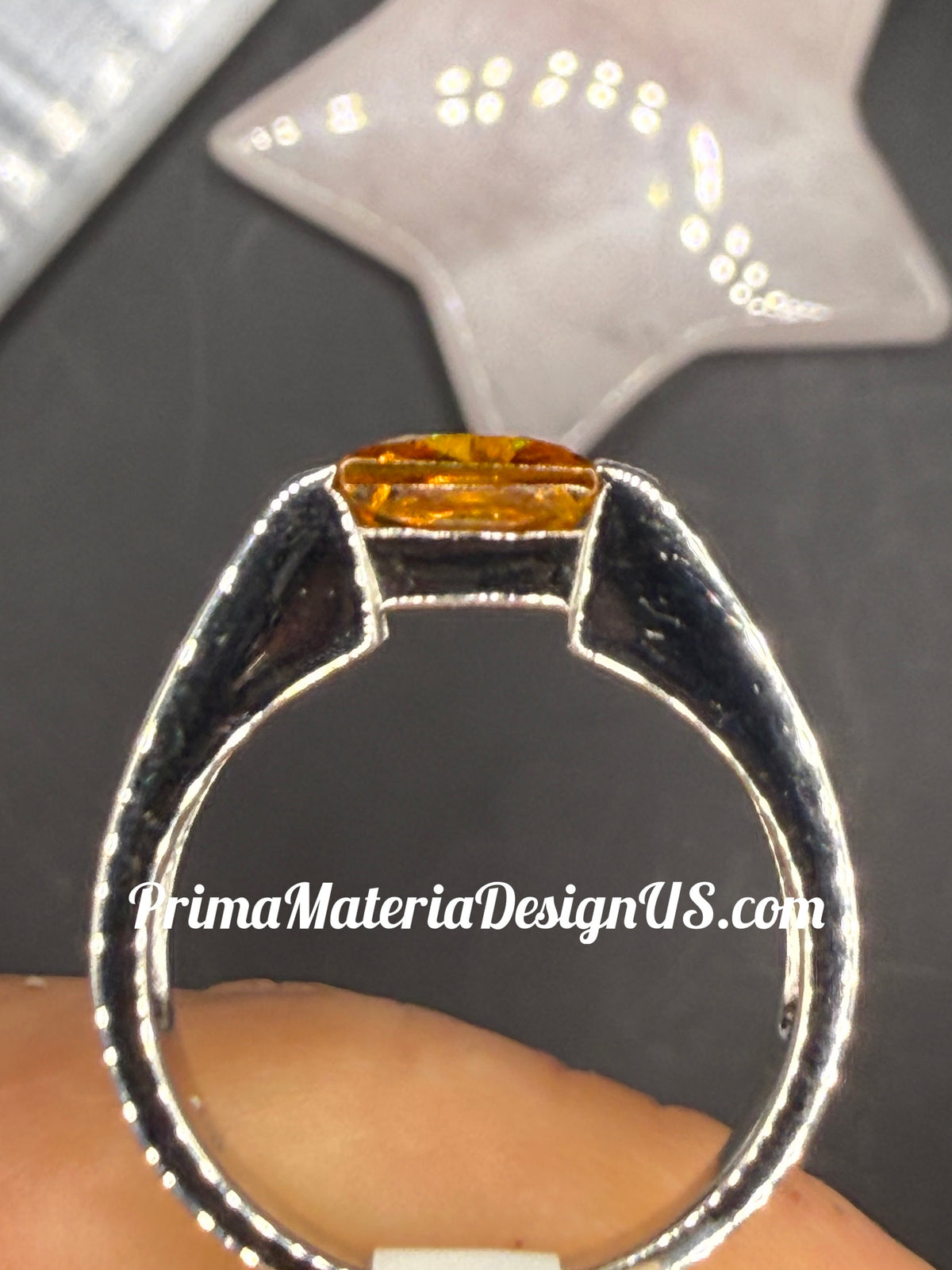 NEW - 1.5 Carat Natural Citrine Solitaire Solid Silver Unisex Ring - Local Jeweler Made - Size 7