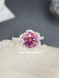 NEW - 3 Carat Pink Moissanite Rose Sterling Silver Engagement Ring - Size 6