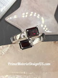 NEW - 2.4 Carat twt Natural Emerald Cut Garnet Solid Silver Ring - Local Jeweler Made - Size 7