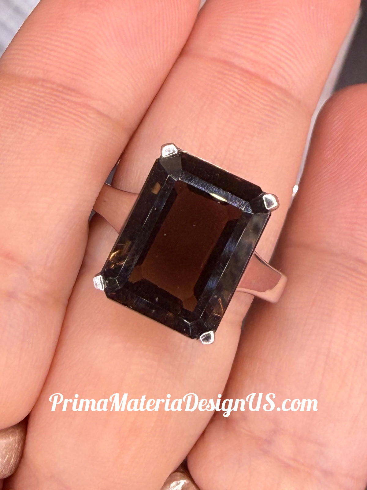 NEW - 11.25 Carat Smokey Quartz Solid Silver Unisex Statement Ring - Local Jeweler Made - Size 9