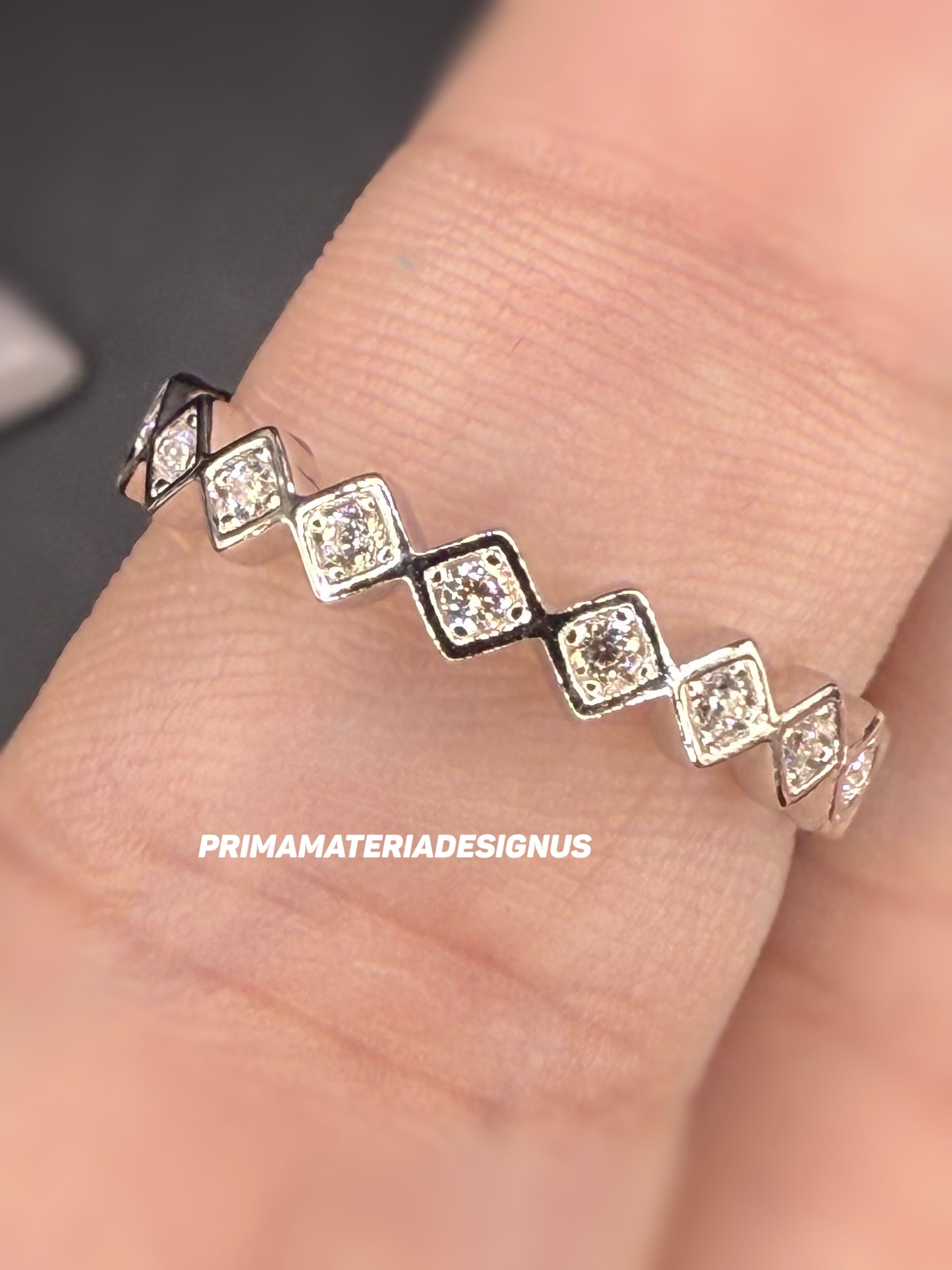 New - .31ct Diamond Shaped Moissanite Sterling Silver Eternity Ring - Size 6 and 7