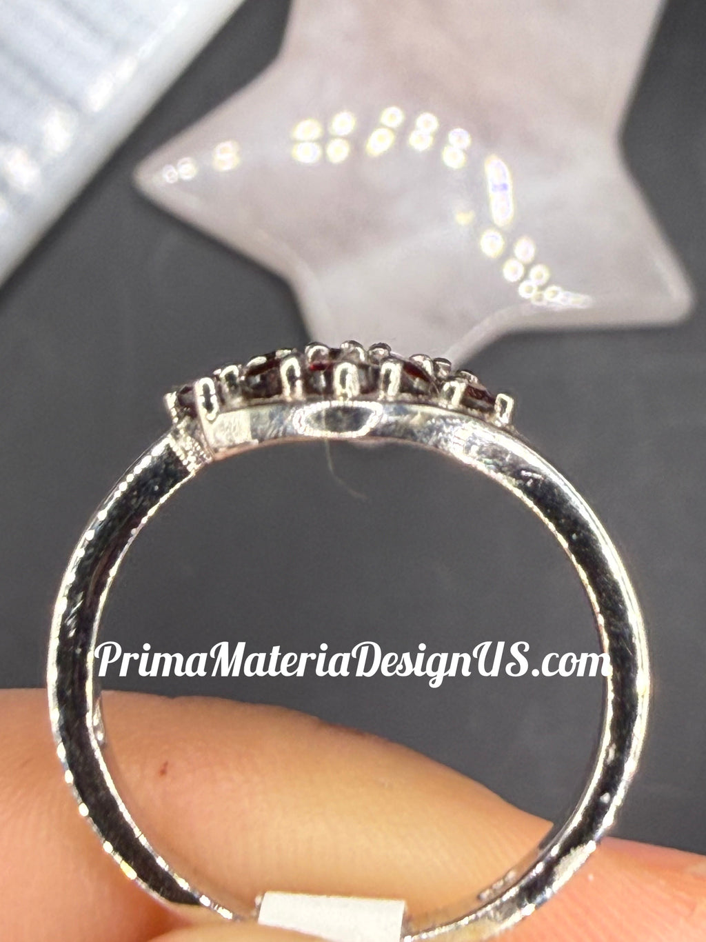 NEW - .54 Carat twt 9 Stone Garnet and Solid Silver Ring - Local Jeweler Made - Size 7