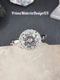 NEW - 2.2 Carat twt Brilliant Round Moissanite Halo Sterling Silver Engagement Ring - Size 7