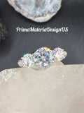 New - 2.38 Carat twt 3 Stone Moissanite Sterling Silver Engagement /Anniversary Ring - Size 6