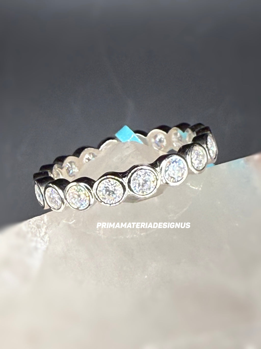 New - 1.7 Carat twt Moissanite Circles Sterling Silver Eternity Band - Size 6, 7, 9