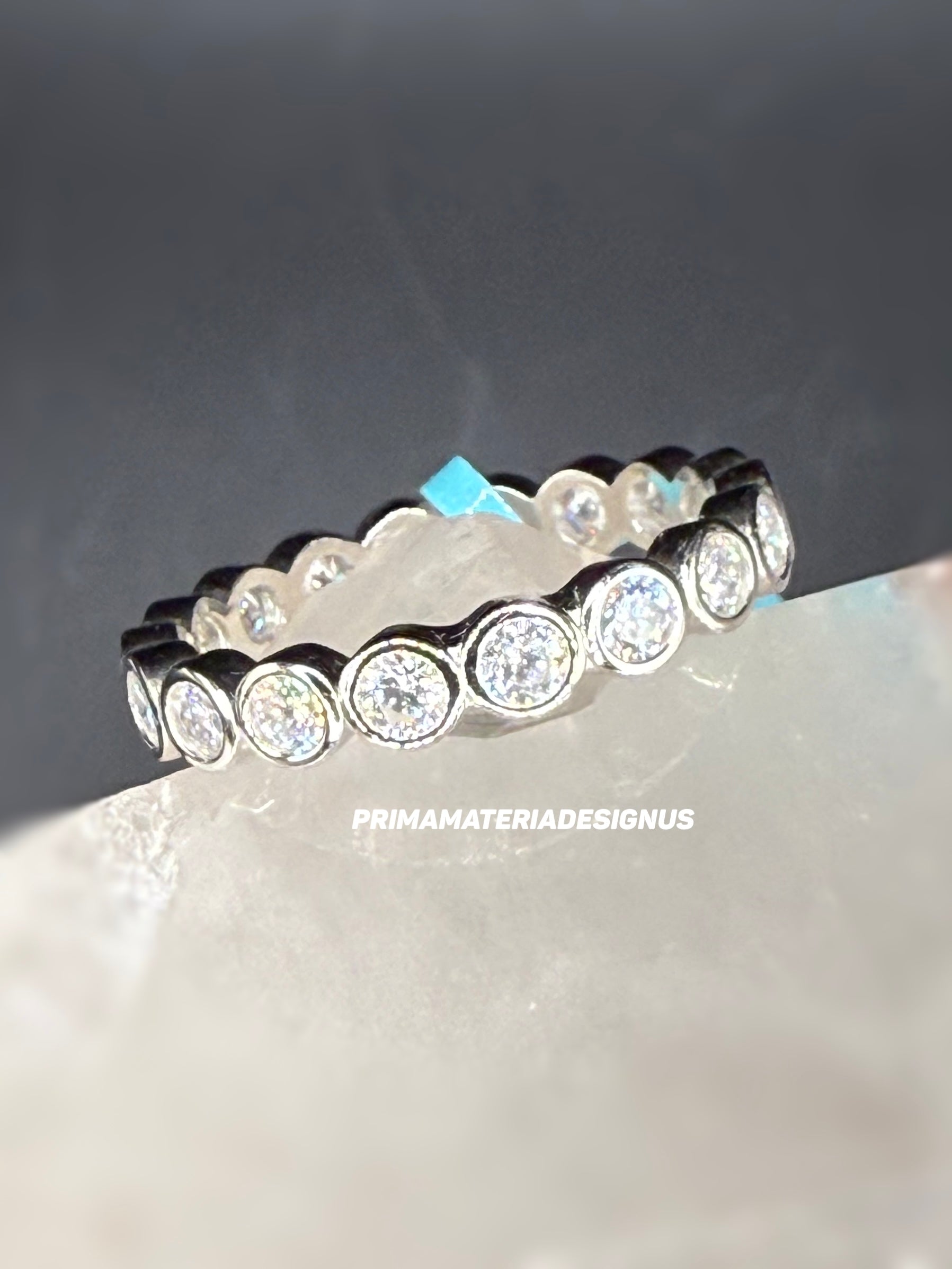 New - 1.7 Carat twt Moissanite Circles Sterling Silver Eternity Band - Size 6, 7, 9