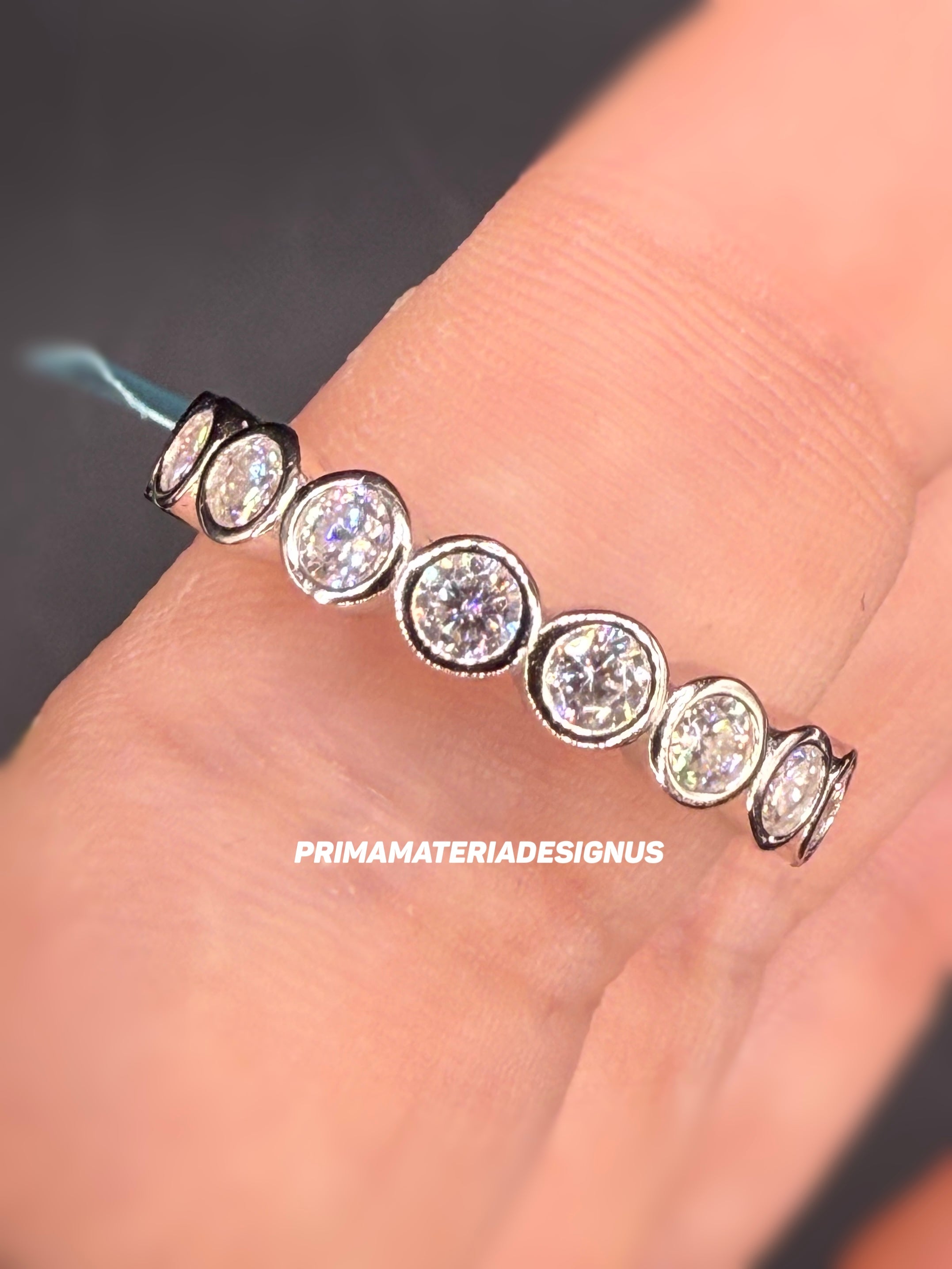 New - 1.7 Carat twt Moissanite Circles Sterling Silver Eternity Band - Size 6, 7, 9