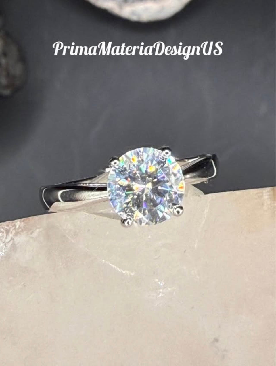 New - 1.2 Carat twt Brilliant Round Moissanite Sterling Silver Engagement Ring - Size 6