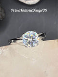 New - 1.2 Carat twt Brilliant Round Moissanite Sterling Silver Engagement Ring - Size 6
