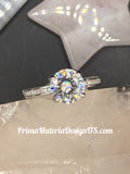 NEW - 2.1 Carat twt Brilliant Round Moissanite Solid Silver Engagement Ring - Size 8
