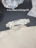 New - 3.47 Carat twt Square Moissanite Sterling Silver Unisex Eternity Band - Size 6