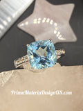 NEW - 4.62 Carat Natural Blue Topaz Solid Silver Statement Ring - Local Jeweler Made - Size 8