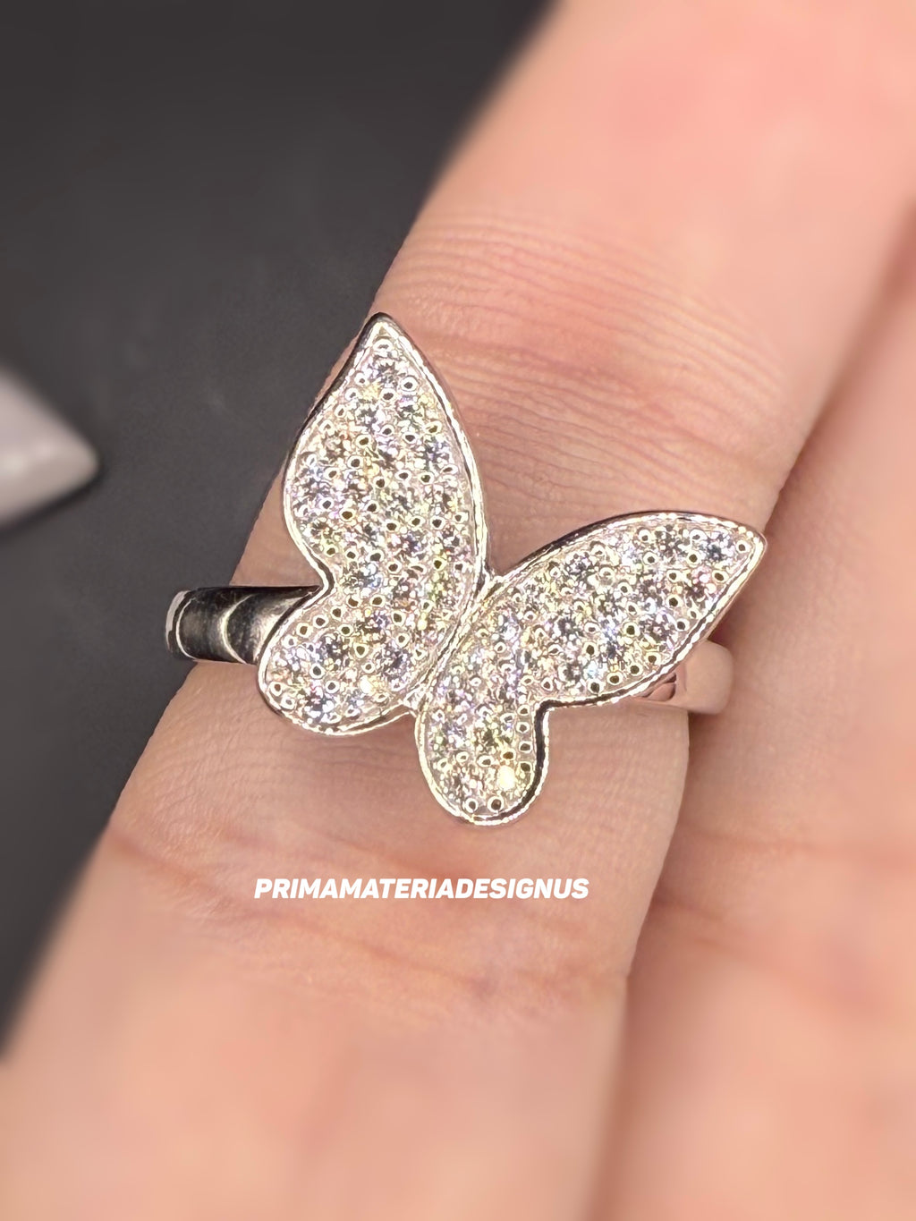 NEW - Moissanite Cluster Butterfly Sterling Silver Cocktail Ring - Size 7
