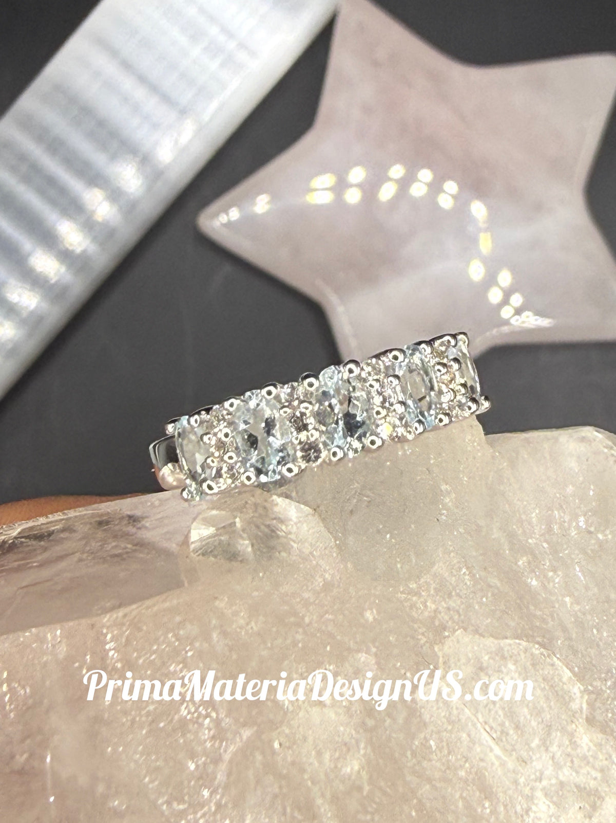 NEW - 1.25 Carat Natural Aquamarine and Diamond Solid Silver Ring - Local Jeweler Made - Size 8