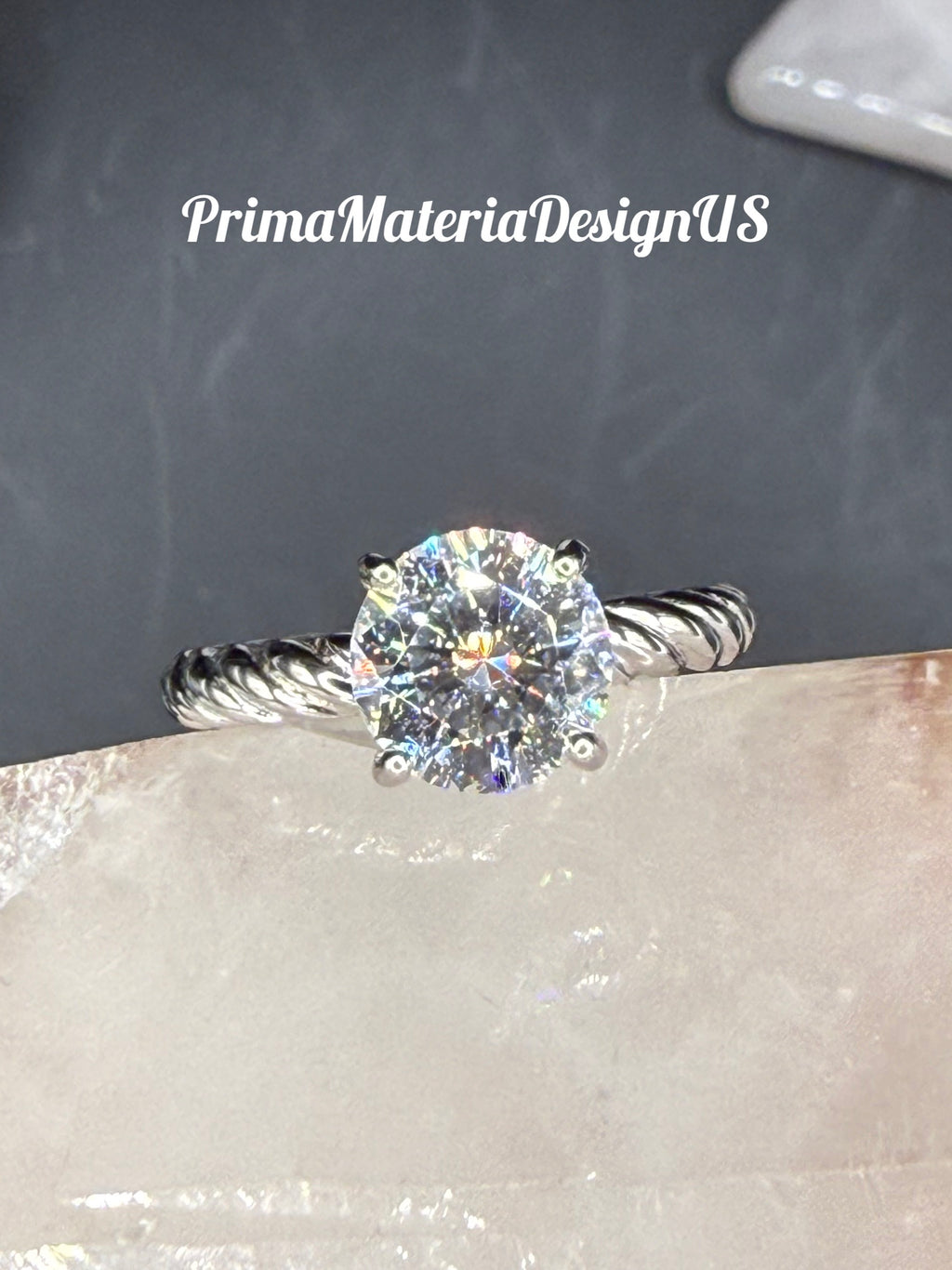 New - 2 Carat Brilliant Round Moissanite Solitaire Sterling Silver Ring - Size 7