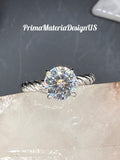 New - 2 Carat Brilliant Round Moissanite Solitaire Sterling Silver Ring - Size 7