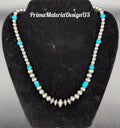 New - Genuine Sterling Silver Desert Pearls and Arizona Kingman Turquoise Necklace 18”-20”