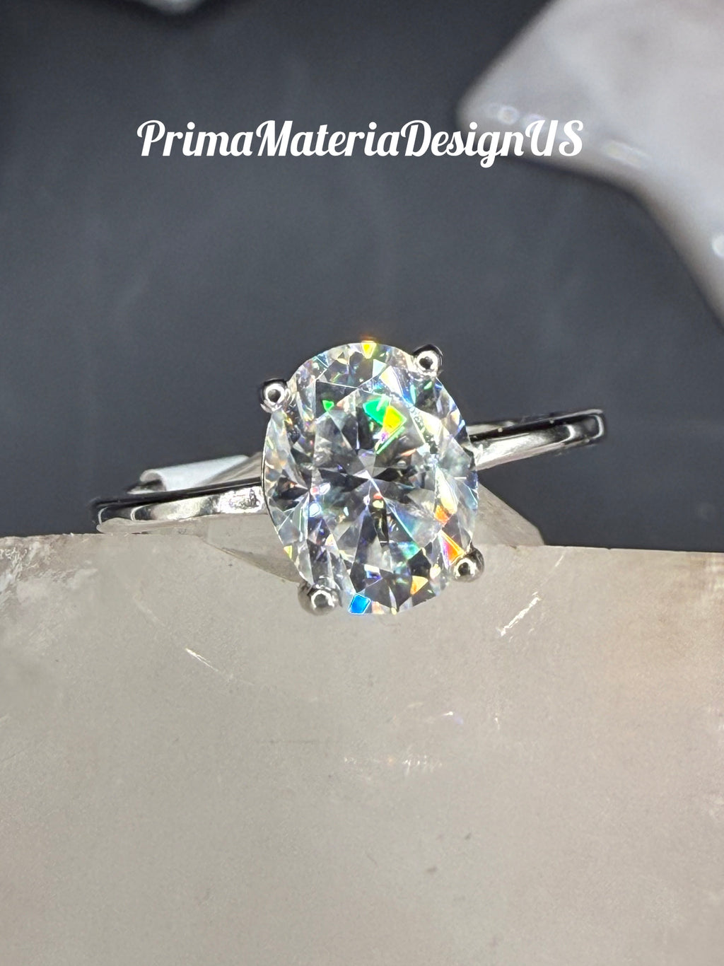 New - 2 Carat Oval Moissanite Solitaire Sterling Silver Engagement Ring - Size 7