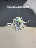 New - 2 Carat Oval Moissanite Solitaire Sterling Silver Engagement Ring - Size 7