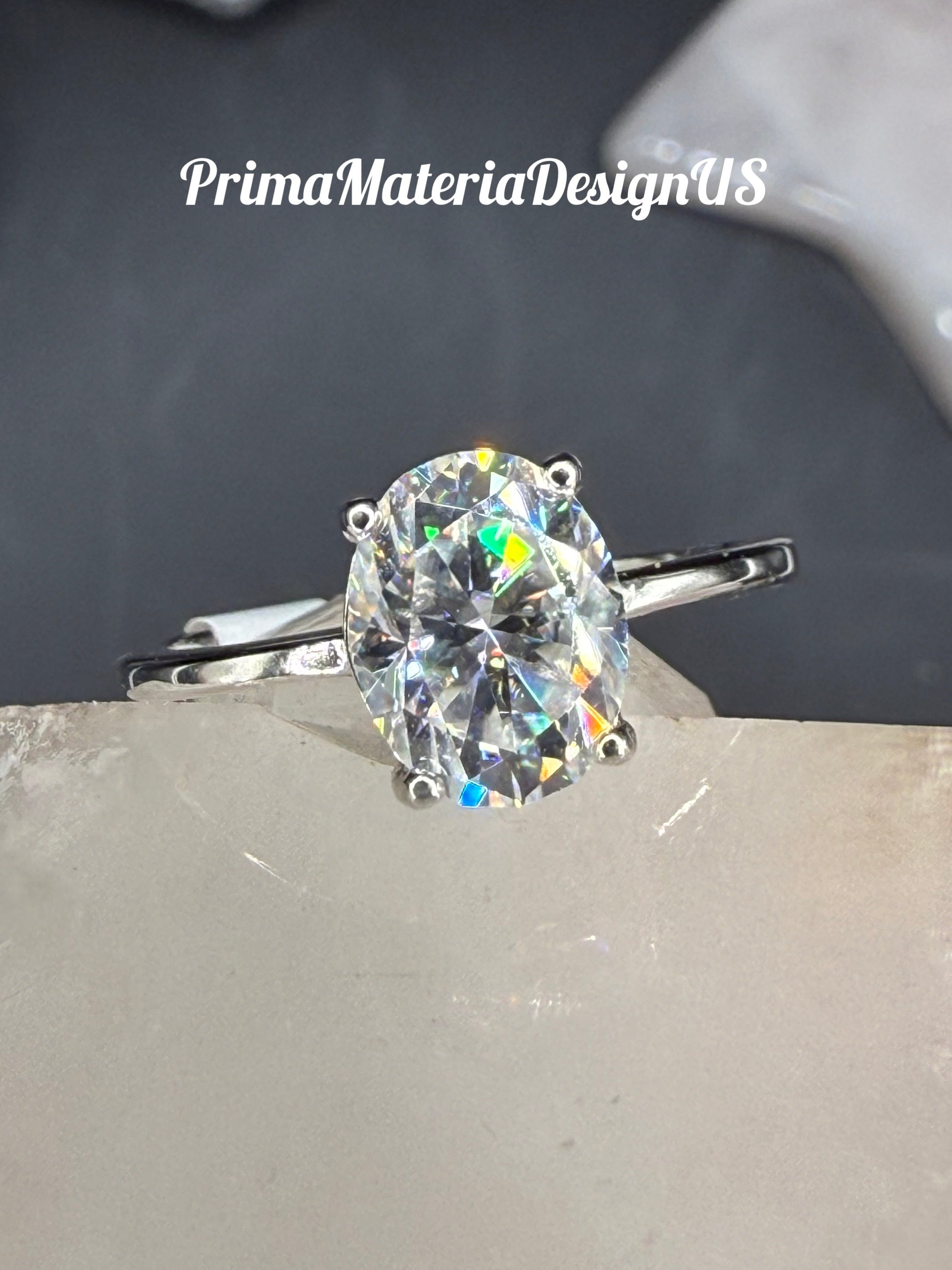 New - 2 Carat Oval Moissanite Solitaire Sterling Silver Engagement Ring - Size 7