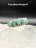 Vintage - 5 Stone Genuine Emerald and Sterling Silver Ring - Size 10