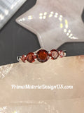 NEW - 5 Stone Natural Garnet Solid Silver Ring - Size 8.5 and 9.5