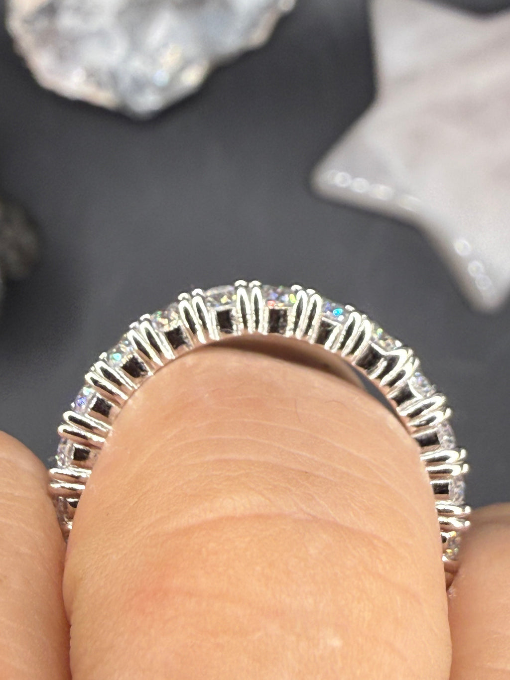 New - 4.2 Carat twt Moissanite Baguette Sterling Silver Eternity Ring - Size 8