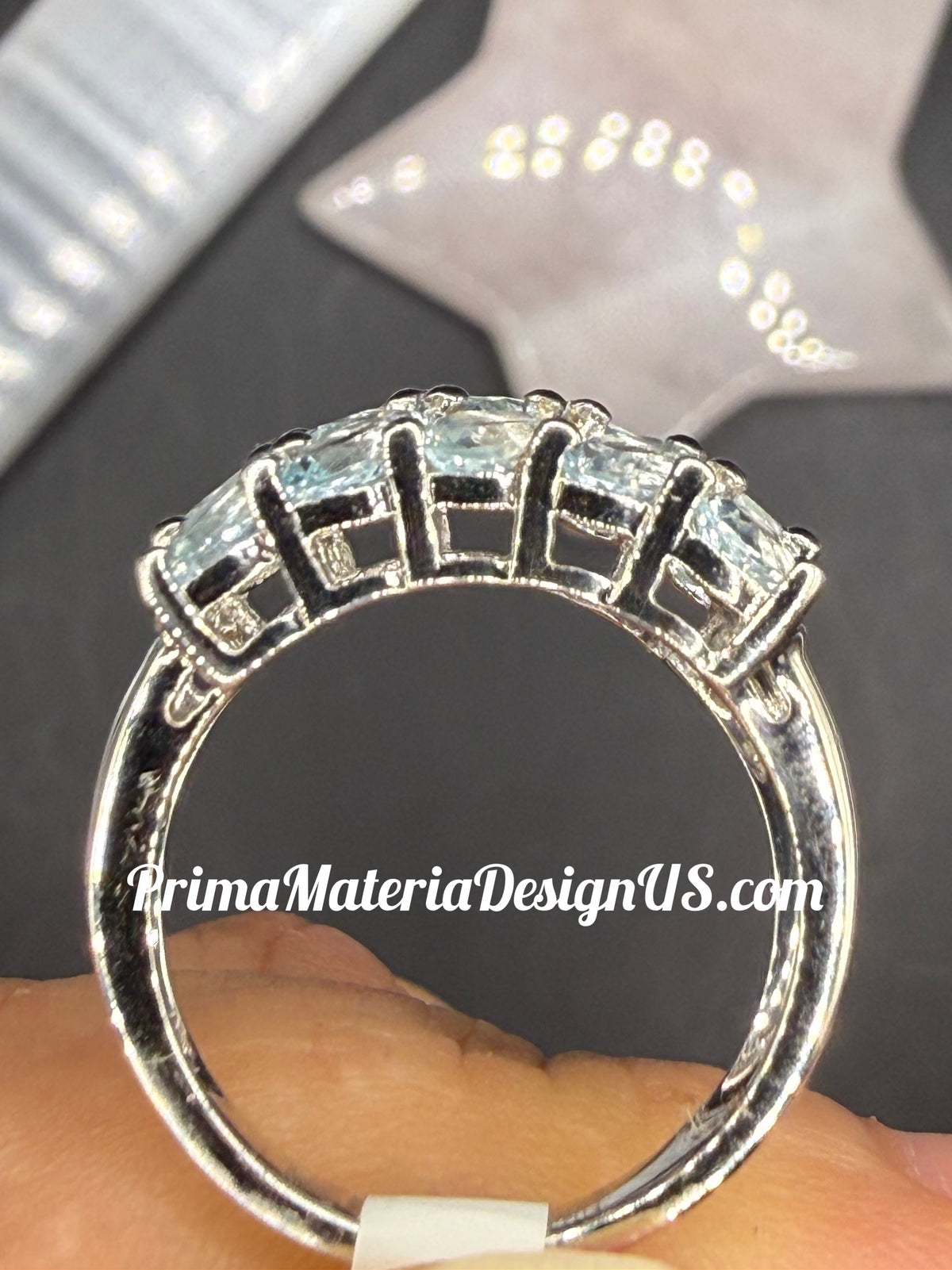 NEW - 3.75 Carat twt 15 Stone Natural Blue Topaz Solid Silver Ring - Local Jeweler Made - Size 7