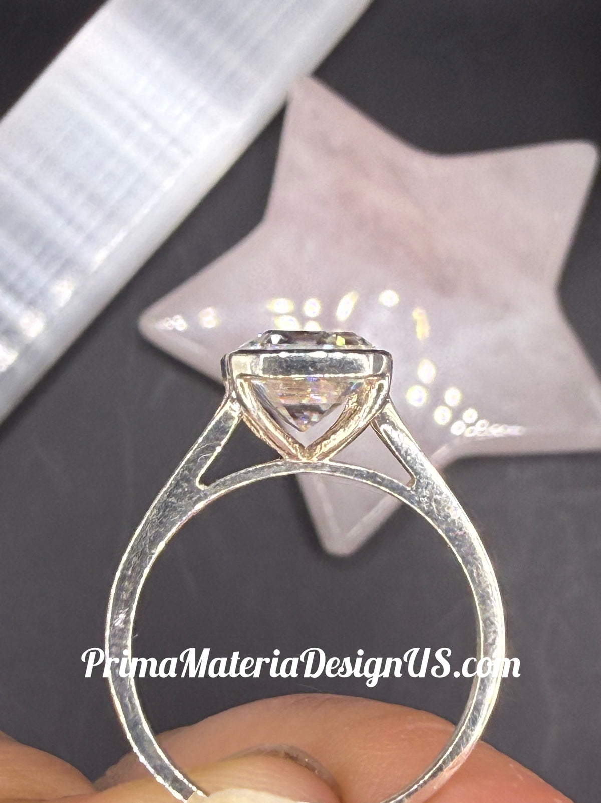 NEW - 3 Carat Emerald Cut Moissanite Solitaire Solid Silver Engagement Ring - Size 7