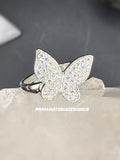 NEW - Moissanite Cluster Butterfly Sterling Silver Cocktail Ring - Size 7
