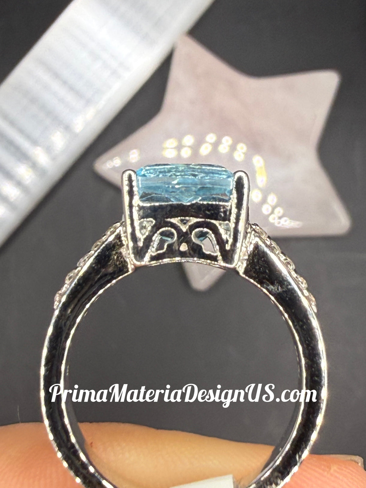NEW - 4.62 Carat Natural Blue Topaz Solid Silver Statement Ring - Local Jeweler Made - Size 8