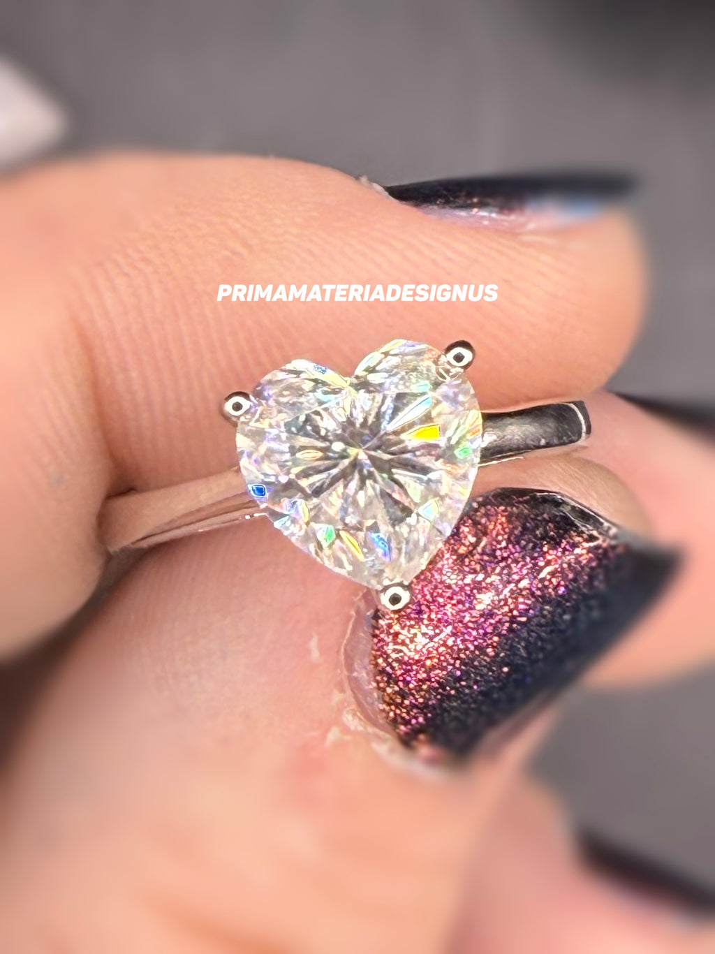 New - 2 Carat Moissanite Heart Solitaire Sterling Silver Engagement Ring -  Sizes 5 and 9