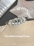 NEW - .95 Carat twt Natural Aquamarine and Diamond Solid Silver Ring - Local Jeweler Made - Size 8
