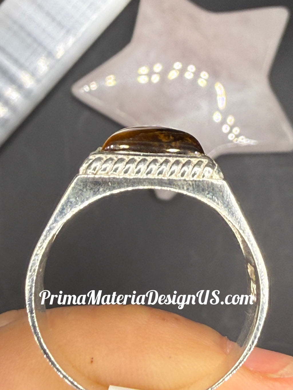 NEW - Solid Sterling Silver Tigers Eye Ring - Size 11.5