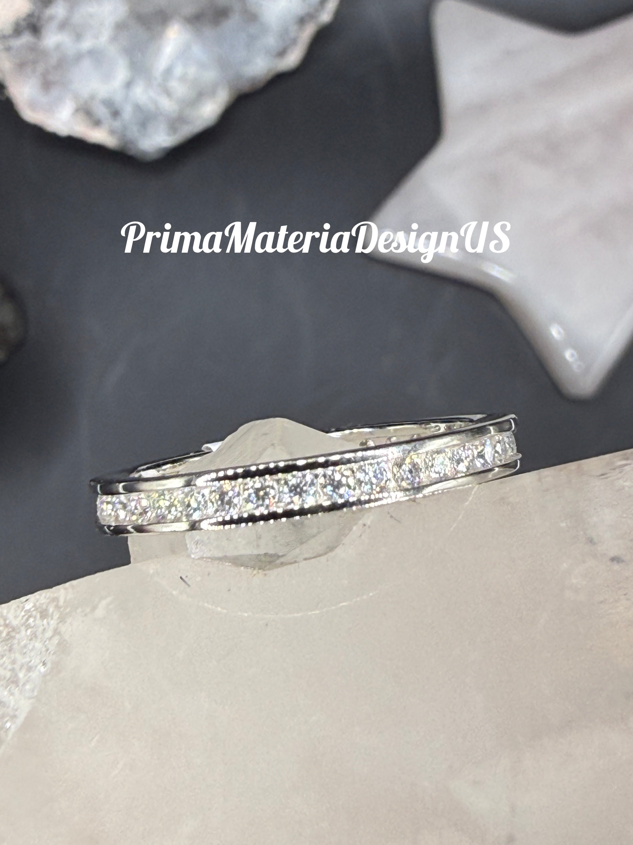 New - .76 Carat twt Moissanite Sterling Silver Unisex Wedding Band - Size 9