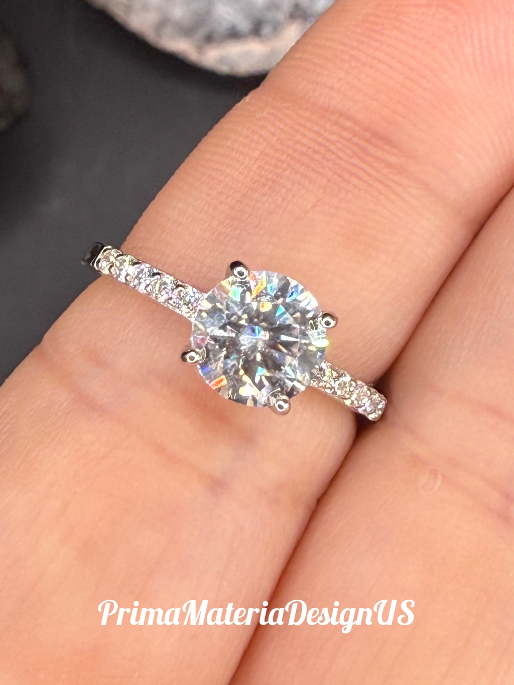 New - 1.36 Carat Brilliant Round Cut Moissanite Sterling Silver Engagement Ring - Size 6
