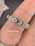 New - 3.60 Carat twt Moissanite Repeating Heart Sterling Silver Eternity Band - Size 6 and 7