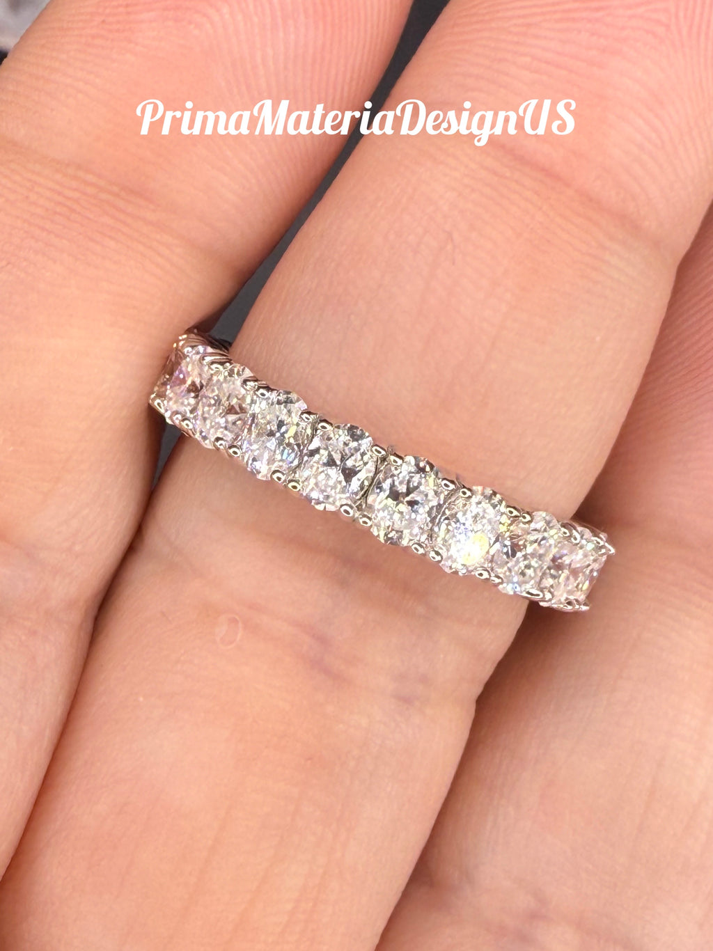 New - 4.2 Carat twt Moissanite Baguette Sterling Silver Eternity Ring - Size 8