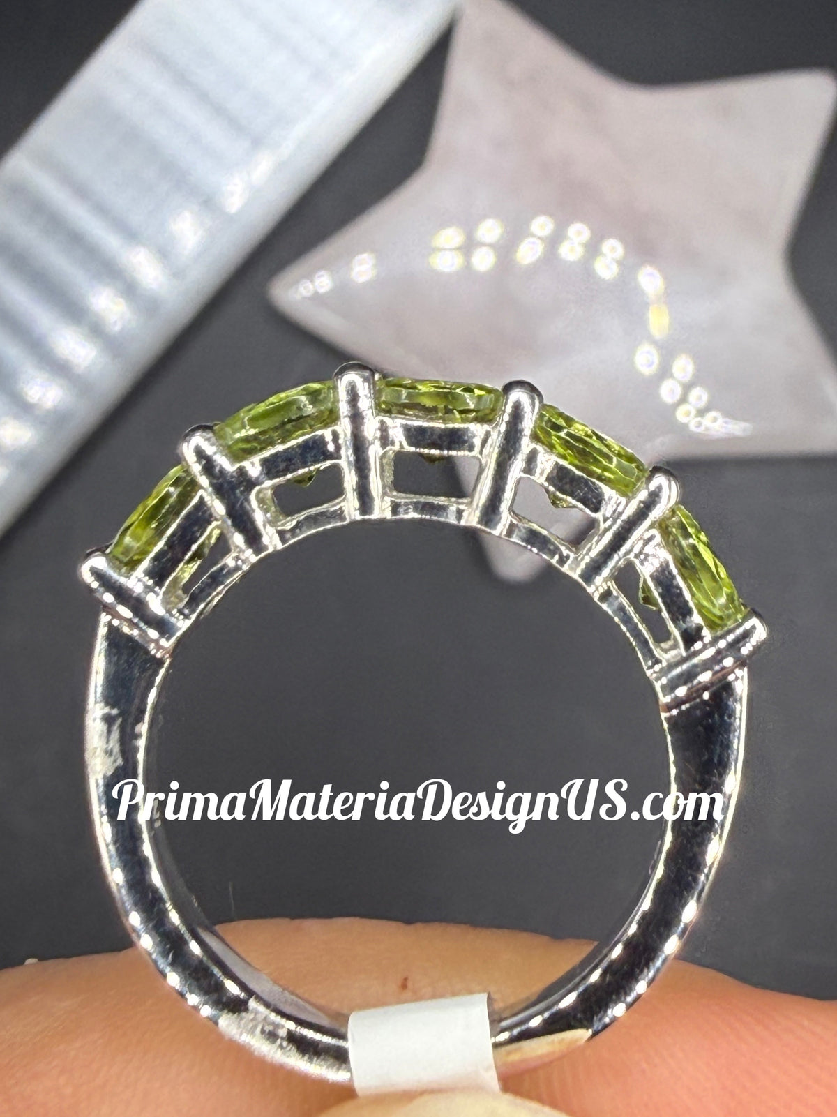 NEW - 3.24 Carat Natural Peridot 5 Stone Solid Silver Ring - Local Jeweler Made - Size 8
