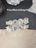 New - 5 Carat twt 10 Stone Moissanite Sterling Silver Ring - Size 7