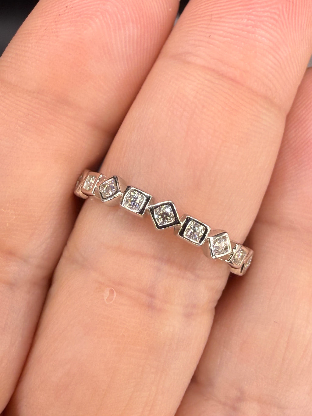 New - .69 Carat twt Dainty Moissanite Shapes Eternity Band - Size 8
