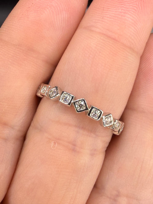 New - .69 Carat twt Dainty Moissanite Shapes Eternity Band - Size 8