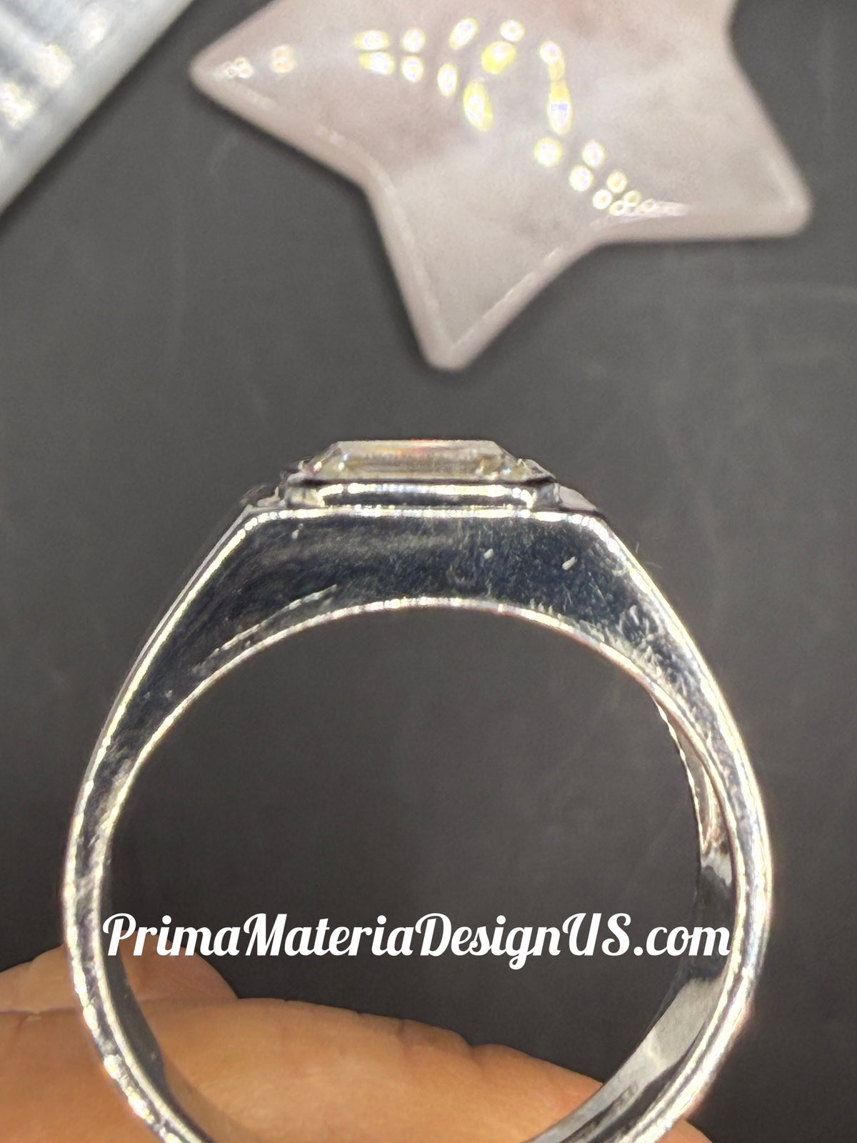 NEW - 1.75 Carat Emerald Cut Moissanite Solitaire Solid Silver Unisex Band - Size 11