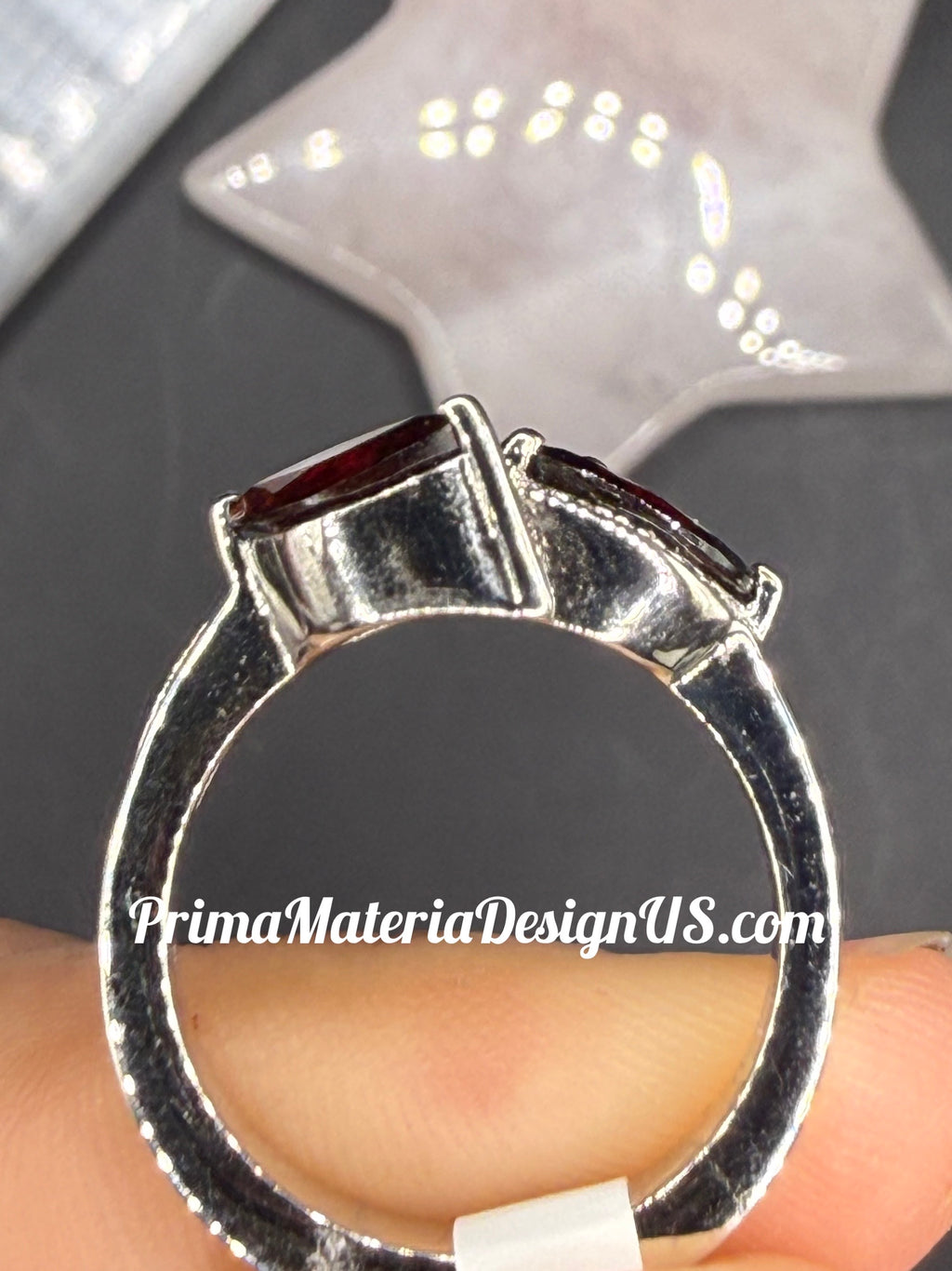 NEW - 1.97 Carat twt 3 Stone Natural Garnet Solid Silver Ring - Local Jeweler Made - Size 7