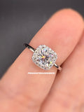 New - 1.35 Carat Cushion Cut Moissanite Sterling Silver Halo Engagement Ring - Size 5 and 9
