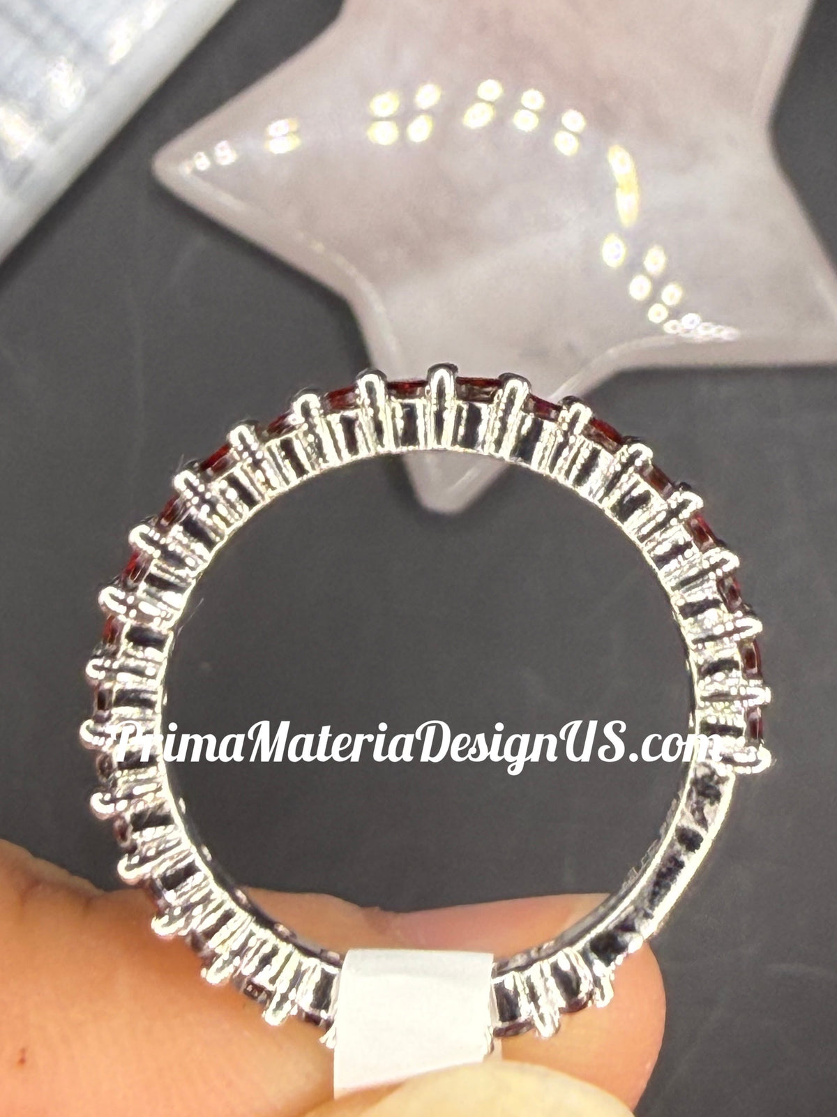 NEW - 1.04 Carat twt Natural Garnet Solid Silver Eternity Band - Local Jeweler Made - Size 8