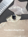 NEW - .76 Carat Natural Sapphire + Diamond Solid Silver Horseshoe Ring - Local Jeweler Made - Size 7