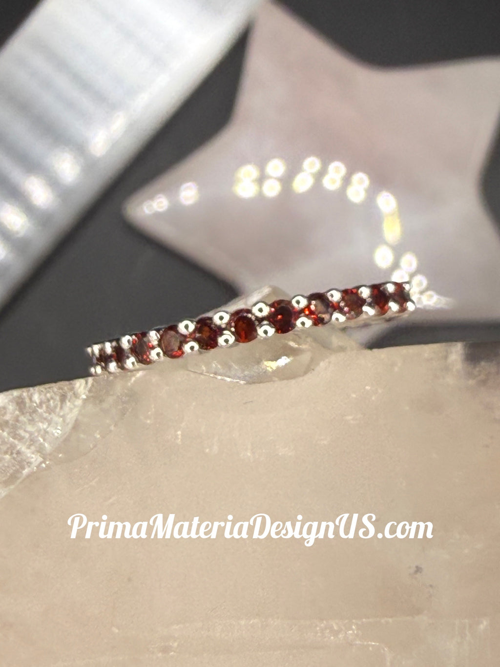 NEW - 1.04 Carat twt Natural Garnet Solid Silver Eternity Band - Local Jeweler Made - Size 8
